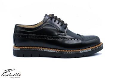 SCARPE UOMO ARTIGIANALI INGLESINA NERO ZEPPA TRICOLORE 493