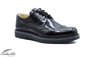 SCARPA UOMO ARTIGIANALE INGLESINA ABRASIVATO NERO FONDO SUPER NERO 493