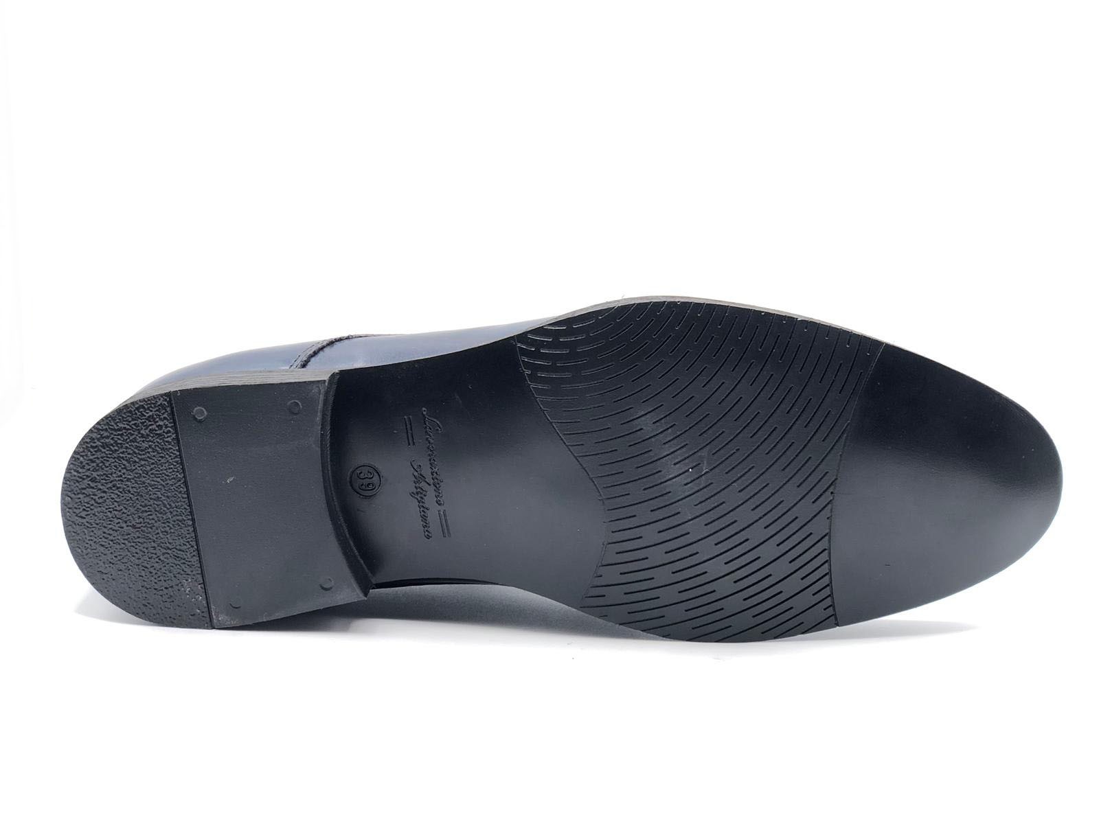 SCARPA UOMO PELLE , FONDO IN CUOIO LAVORAZIONE ARTIGIANALE ARCADIA 7750A GALAXY BLU