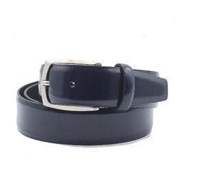 CINTURA ELEGANTE, ARTIGIANALE NS PRODUZIONE, IN VITELLO SPAZZOLATO LISCIA BLU DA 3 cm