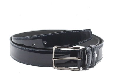 CINTURA ELEGANTE, ARTIGIANALE NS PRODUZIONE, CUCITA, IN VERNICE LUCIDA BLU DA 3 cm