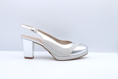 SCARPA DONNA PEDULLA' CERIMONIA 7013 SATIN ARGENTO GALASSIA ARGENTO TACCO 60 PLATEAU 1 CM