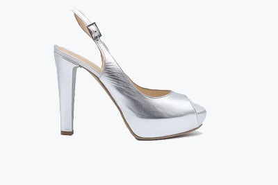 SCARPA DONNA PEDULLA' CERIMONIA 6433 SATINATO ARGENTO TACCO 12 cm PLATEAU 3 cm