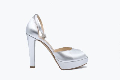 SCARPA DONNA PEDULLA' CERIMONIA 317 SATINATO ARGENTO TACCO 12 cm PLATEAU 3 cm