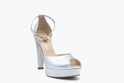 SCARPA DONNA PEDULLA' CERIMONIA 317 SATINATO ARGENTO TACCO 12 cm PLATEAU 3 cm