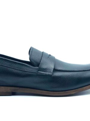 MOCASSINO UOMO IN PELLE DI VITELLO NAPPATO BLU, FONDO IN GOMMA FLEX 3212B