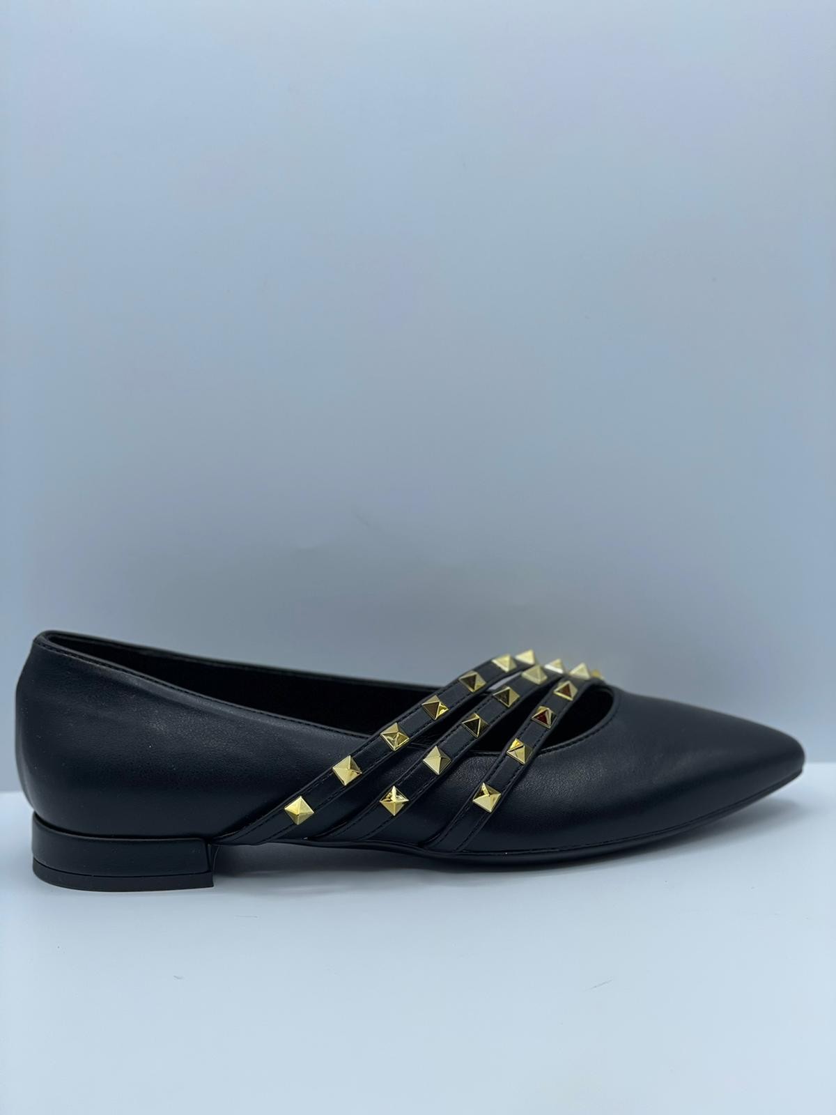 BALLERINA NERA PEDULLA' CON BORCHIE ORO ART.521T41